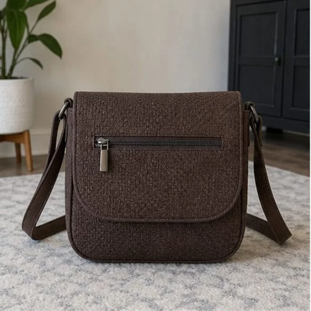Brown Woven Crossbody Bag